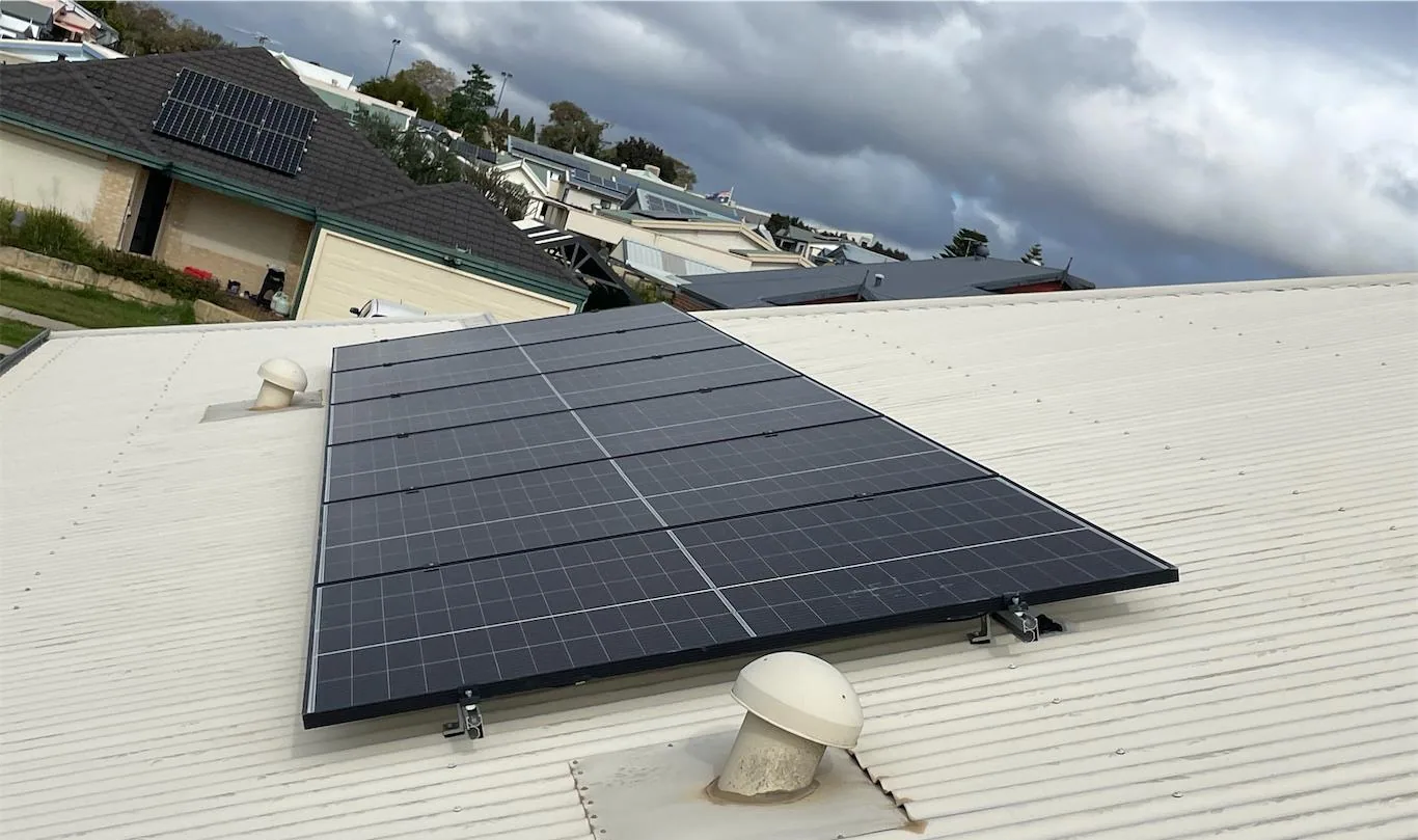 Residential rooftop solar panel installation photographed from the roof, project photo 09