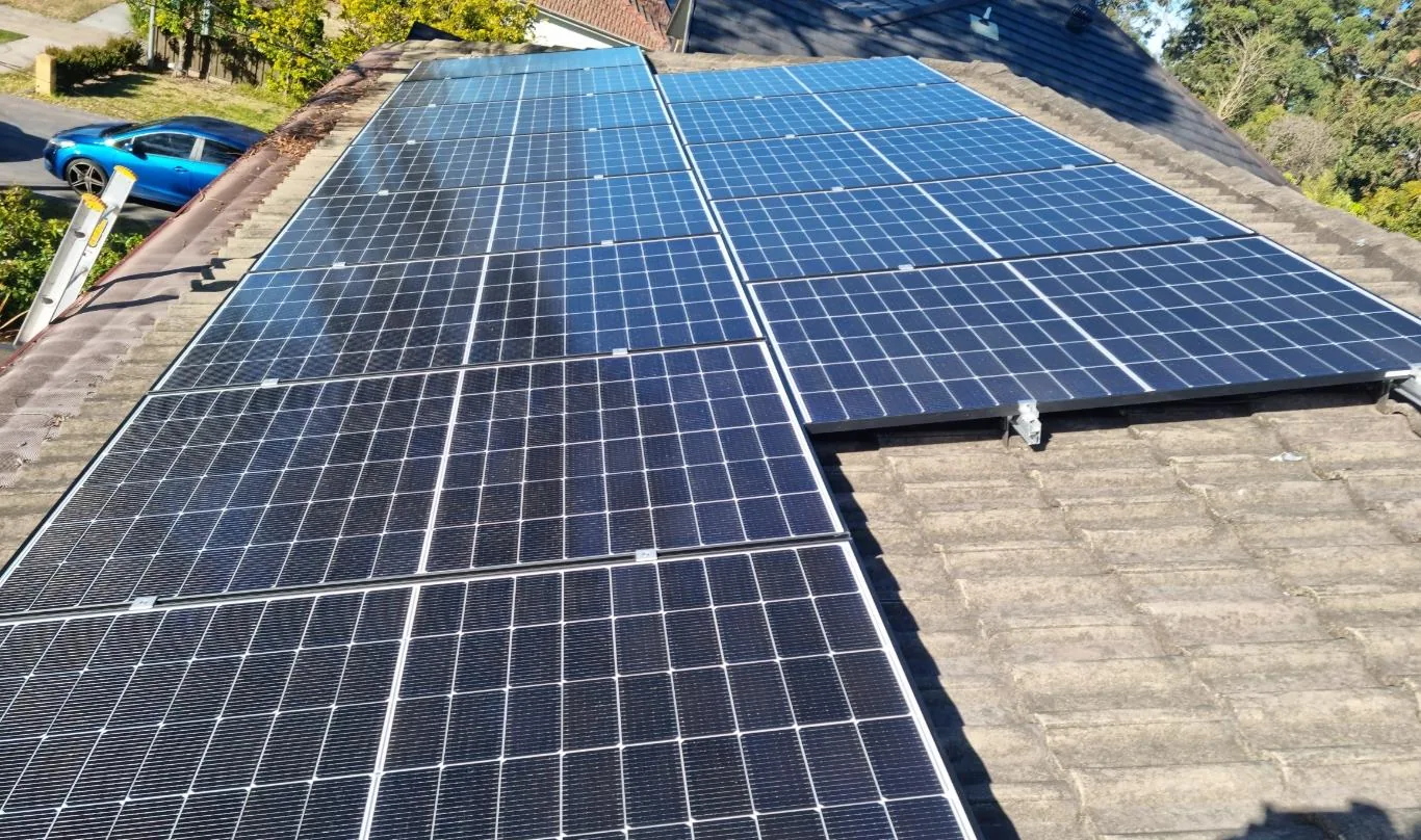 Residential rooftop solar panel installation photographed from the roof, project photo 41
