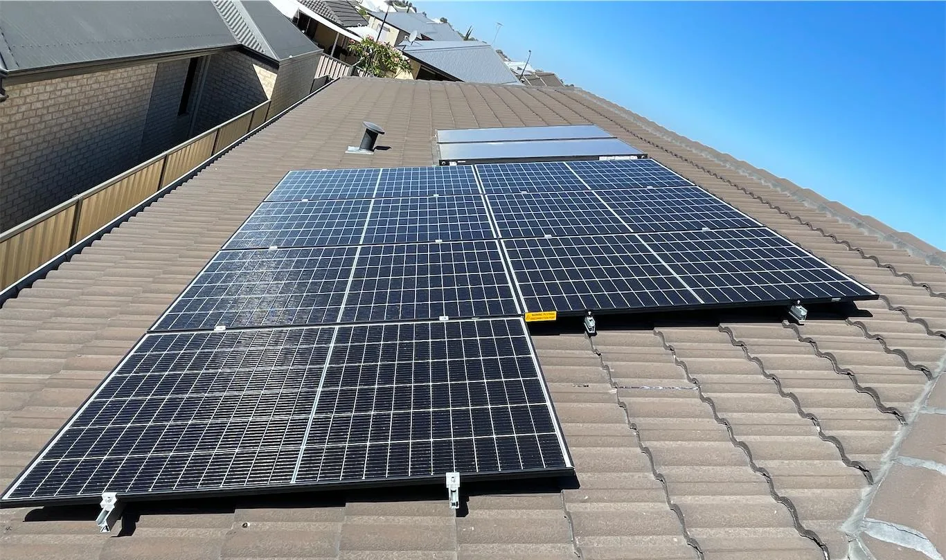 Residential rooftop solar panel installation photographed from the roof, project photo 46