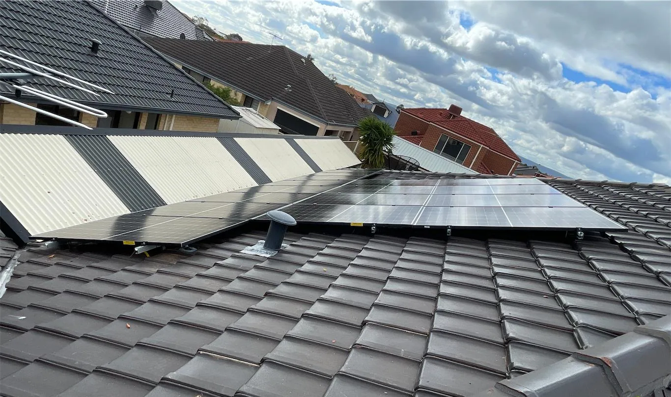 Residential rooftop solar panel installation photographed from the roof, project photo 53
